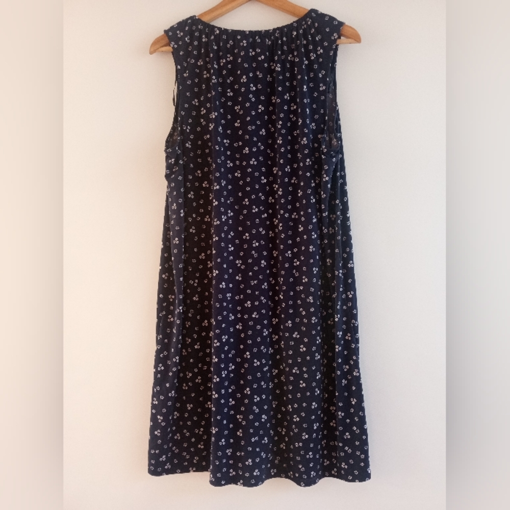 Michael Kors Navy Blue Floral Lace Trim V-Neck Midi Shift Dress XL - Picture 5 of 8